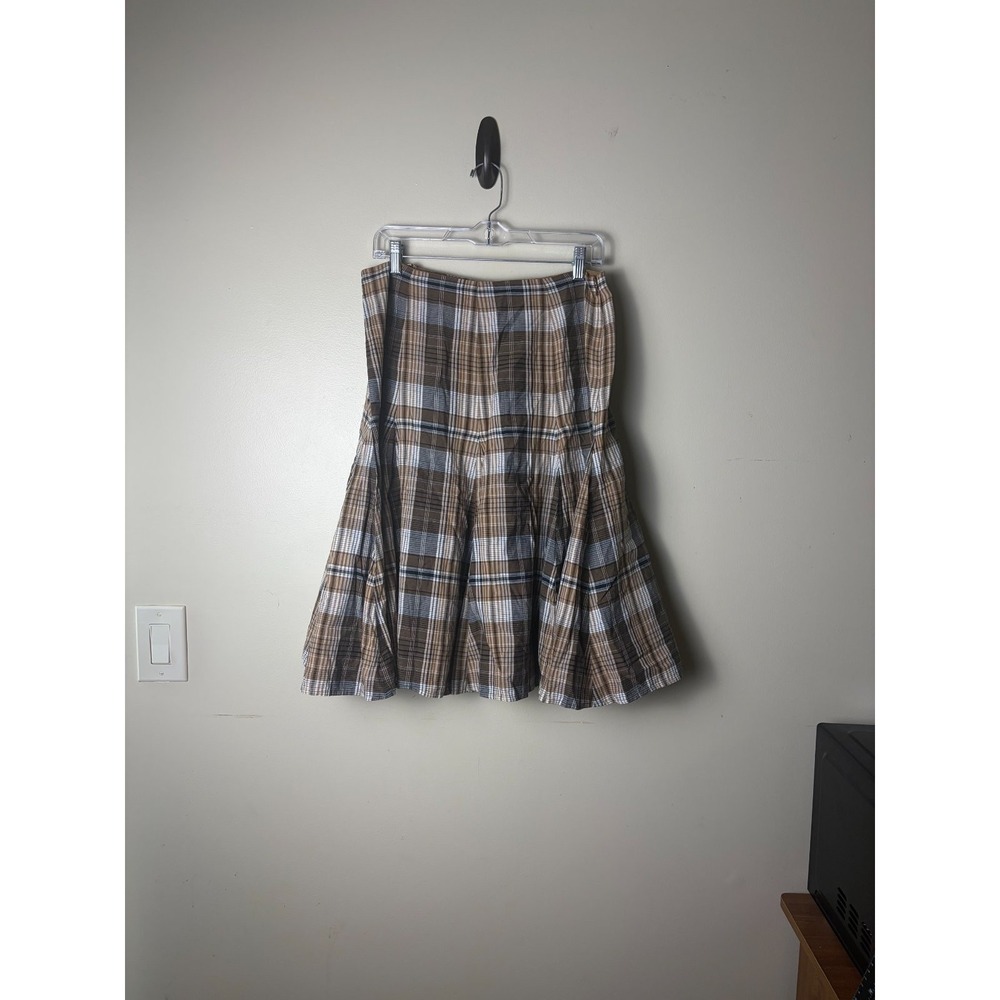 Jones New York Plaid A-Line Skirt Size 8 Brown Check